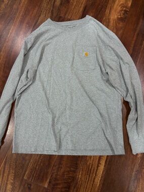 Carhartt Heather Gray Long Sleeve Pocket Tee with Logo Patch